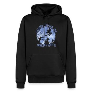 Cancer Sorcière Pervenche Œsophagienne - Sweat à capuche Premium bio Homme - noir - Devant - Nico (187cm)