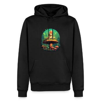Grenouille magique dans les bois Cottagecore psycédélique - Sweat à capuche Premium bio Homme - noir - Devant - Nico (187cm)