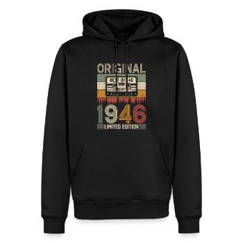 Vintage 78 - Zeitlose Eleganz 1946 - Männer Premium Bio Hoodie - Schwarz - Vorne - Nico (187cm)