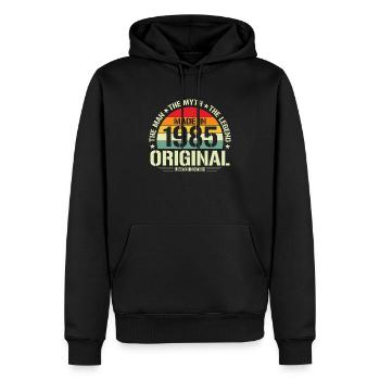 Chemise d'anniversaire légendaire vintage 1985 - Sweat à capuche Premium bio Homme - noir - Devant - Nico (187cm)
