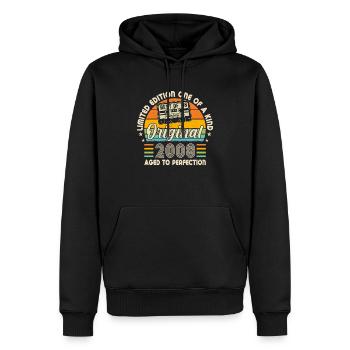 Légendes nées en 2008 - Sweat à capuche Premium bio Homme - noir - Devant - Nico (187cm)