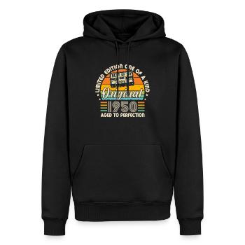 Jubilé d’or des années 1950 - Sweat à capuche Premium bio Homme - noir - Devant - Nico (187cm)