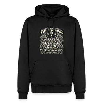 Januar 2025 Jubiläum 2025 Januar Jahr - Männer Premium Bio Hoodie - Schwarz - Vorne - Nico (187cm)