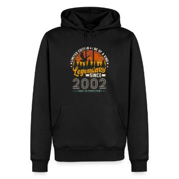 Millésime 2002 Anniversaire - Sweat à capuche Premium bio Homme - noir - Devant - Nico (187cm)