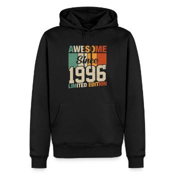 Joie d’anniversaire '96 - Sweat à capuche Premium bio Homme - noir - Devant - Nico (187cm)