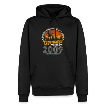 Année jubilaire 2009 - Sweat à capuche Premium bio Homme - noir - Devant - Nico (187cm)