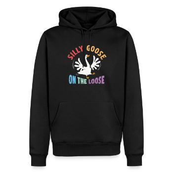 L’oie stupide en liberté - Sweat à capuche Premium bio Homme - noir - Devant - Nico (187cm)