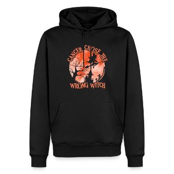 Cancer Orange Sorcière Cancer du rein - Sweat à capuche Premium bio Homme - noir - Devant - Nico (187cm)