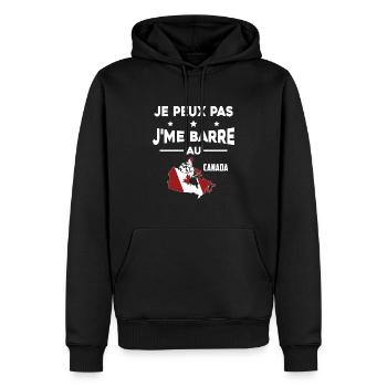 Je peux pas J'me barre au canada - Sweat à capuche Premium bio Homme - noir - Devant - Nico (187cm)