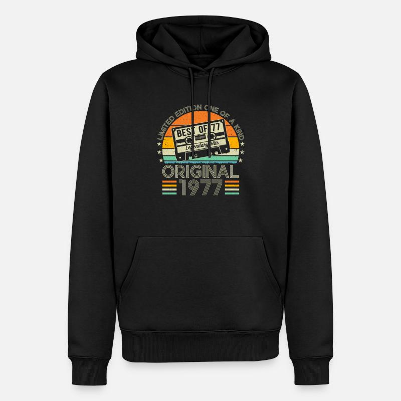 Millésime 1977 joie d’anniversaire - Sweat à capuche Premium bio Homme - noir
