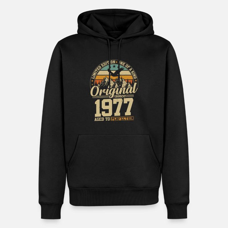 Joie d’anniversaire 1977 - Sweat à capuche Premium bio Homme - noir