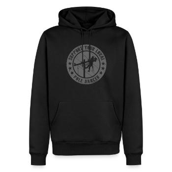 Soutenez votre monteur de lignes Pole Dancer local - Sweat à capuche Premium bio Homme - noir - Devant - Nico (187cm)