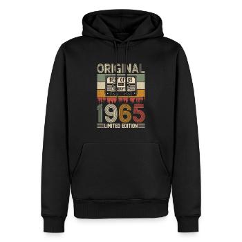 Geboren Legenden '65 - Männer Premium Bio Hoodie - Schwarz - Vorne - Nico (187cm)