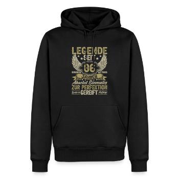 Legende seit 86 Jahren - Männer Premium Bio Hoodie - Schwarz - Vorne - Nico (187cm)