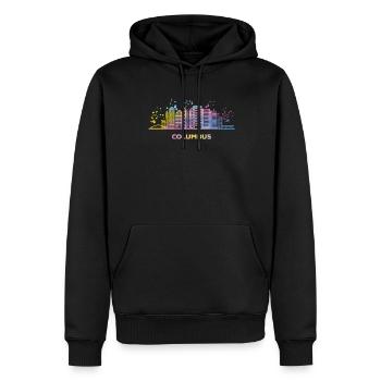 Columbusite Skyline Columbus - Sweat à capuche Premium bio Homme - noir - Devant - Nico (187cm)