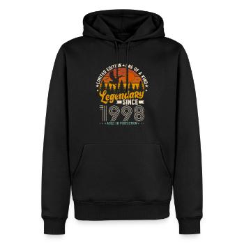 Jahrgang 1998 Jubiläumsfeier - Männer Premium Bio Hoodie - Schwarz - Vorne - Nico (187cm)