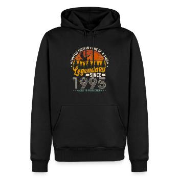 Zeitreise 1995 - Vintage Geburtstagsüberraschung - Männer Premium Bio Hoodie - Schwarz - Vorne - Nico (187cm)