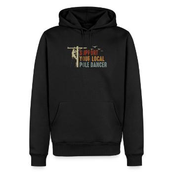 Soutenez votre monteur de lignes Pole Dancer local - Sweat à capuche Premium bio Homme - noir - Devant - Nico (187cm)