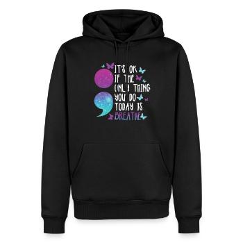 psycMental Health Warrior Violet Et Turquoise - Sweat à capuche Premium bio Homme - noir - Devant - Nico (187cm)