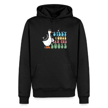 The stupid goose on the loose - Men’s Premium Organic Hoodie - black - Front - Nico (187cm)