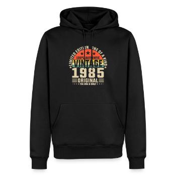 Unique 1985 Vintage rétro Design - Sweat à capuche Premium bio Homme - noir - Devant - Nico (187cm)