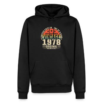 Classique 1978 anniversaire rétro Look - Sweat à capuche Premium bio Homme - noir - Devant - Nico (187cm)