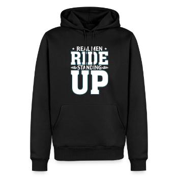 Echte Männer Fahren Im Stehen - Männer Premium Bio Hoodie - Schwarz - Vorne - Nico (187cm)