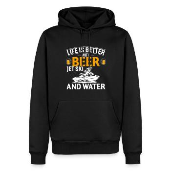 La vie est meilleure avec de la bière, des jet-skis et de l’eau - Sweat à capuche Premium bio Homme - noir - Devant - Nico (187cm)