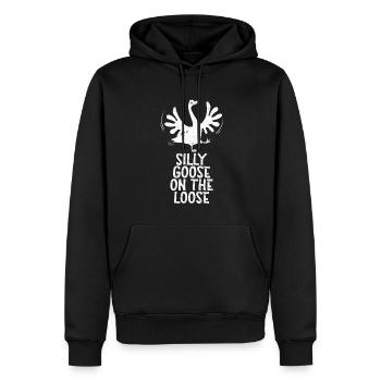 The stupid goose on the loose - Men’s Premium Organic Hoodie - black - Front - Nico (187cm)
