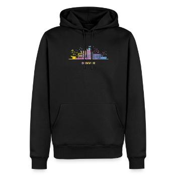 Denverites Skyline Denver - Männer Premium Bio Hoodie - Schwarz - Vorne - Nico (187cm)