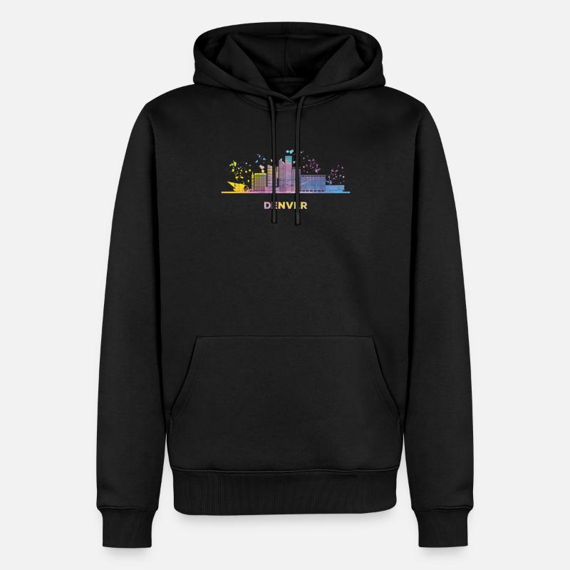 Denverites Skyline Denver - Männer Premium Bio Hoodie - Schwarz
