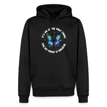 psycMental Health Warrior Violet Et Turquoise - Sweat à capuche Premium bio Homme - noir - Devant - Nico (187cm)