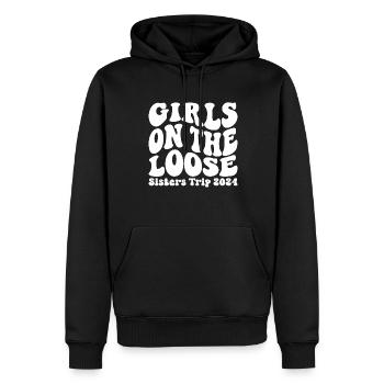 Sisters On The Loose Girls Reunion Trip - Men’s Premium Organic Hoodie - black - Front - Nico (187cm)