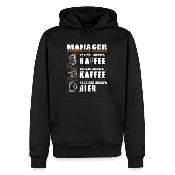 My daily routine as a manager - Men’s Premium Organic Hoodie - black - Front - Nico (187cm)