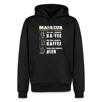 Mein Tagesablauf als Masseur - Männer Premium Bio Hoodie - Schwarz - Vorne - Nico (187cm)