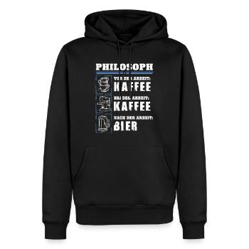 My daily routine as a philosopher - Men’s Premium Organic Hoodie - black - Front - Nico (187cm)