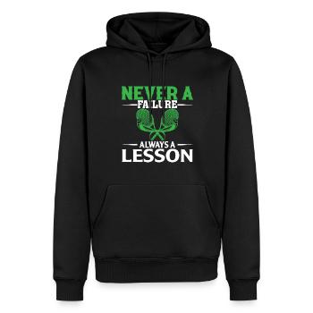 Nie ein Misserfolg, immer eine Lektion - Männer Premium Bio Hoodie - Schwarz - Vorne - Nico (187cm)