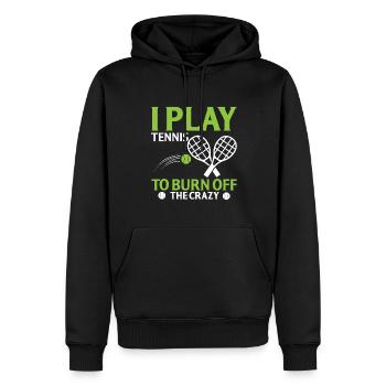 Ich spiele Tennis, um den Verrückten zu verbrennen - Männer Premium Bio Hoodie - Schwarz - Vorne - Nico (187cm)