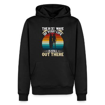Die beste Welle deines Lebens ist immer noch da draußen - Männer Premium Bio Hoodie - Schwarz - Vorne - Nico (187cm)