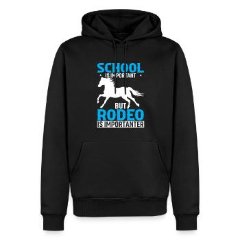 Schule ist wichtig, aber Rodeo ist wichtiger - Männer Premium Bio Hoodie - Schwarz - Vorne - Nico (187cm)