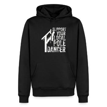 Soutenez votre monteur de lignes Pole Dancer local - Sweat à capuche Premium bio Homme - noir - Devant - Nico (187cm)