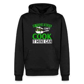 Wenn deine Frau es nicht kochen kann, kann es meins - Männer Premium Bio Hoodie - Schwarz - Vorne - Nico (187cm)
