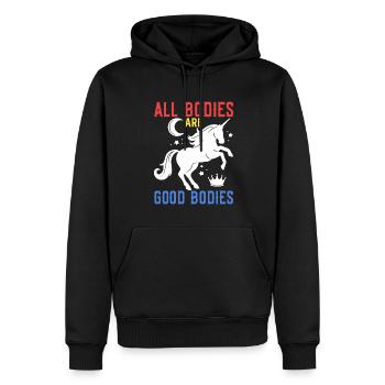 All Bodies Are Good Bodies - Men’s Premium Organic Hoodie - black - Front - Nico (187cm)