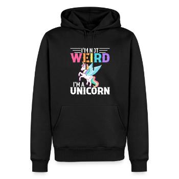 Je ne suis pas bizarre, je suis une licorne - Sweat à capuche Premium bio Homme - noir - Devant - Nico (187cm)