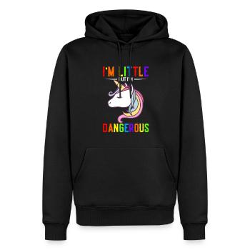 Je suis petit mais je suis danger - Sweat à capuche Premium bio Homme - noir - Devant - Nico (187cm)