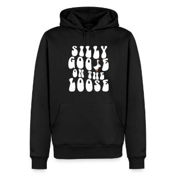 L’oie stupide en liberté - Sweat à capuche Premium bio Homme - noir - Devant - Nico (187cm)