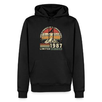 Legendary 1987 Vintage Birthday Shirt - Männer Premium Bio Hoodie - Schwarz - Vorne - Nico (187cm)
