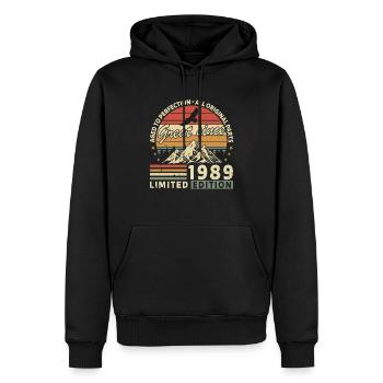 Vintage 1989: Retro Birthday Legend - Männer Premium Bio Hoodie - Schwarz - Vorne - Nico (187cm)