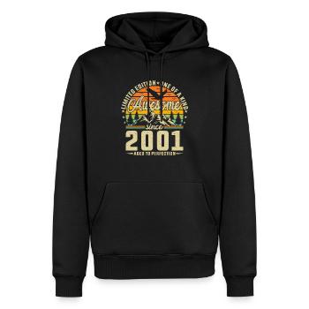 Vintage Legend 2001 Birthday - Männer Premium Bio Hoodie - Schwarz - Vorne - Nico (187cm)