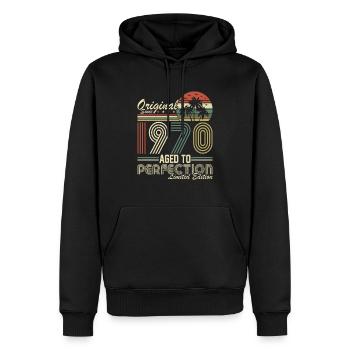 Vintage 1970 Original Tee - Männer Premium Bio Hoodie - Schwarz - Vorne - Nico (187cm)